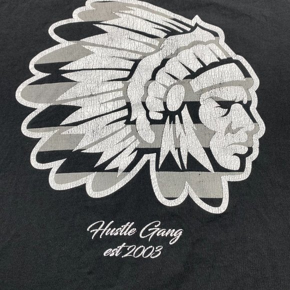 Hustle Gang Shirt Men 2XL XXL Black Native American Apache Graphic Print T-Shirt - Picture 3 of 9